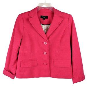 TALBOTS Bright Raspberry Pink Textured 3 Button Blazer Jacket NWT 2 Petite